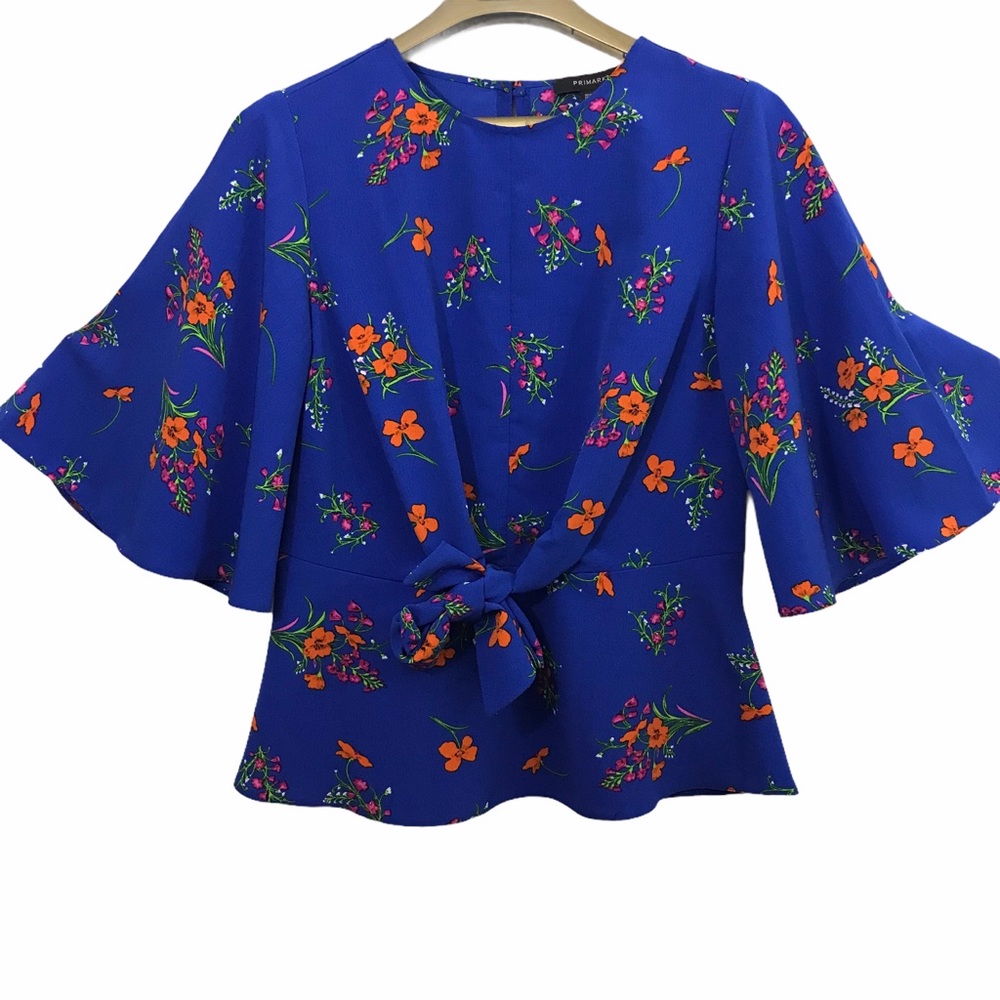 Primark Floral Bell Sleeves Peplum Hem Blouse